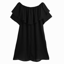 t-shirts women off shoulderchiffon t shit slash neck tee shirt ruffle dip hem casual tops women blusas black TIML66