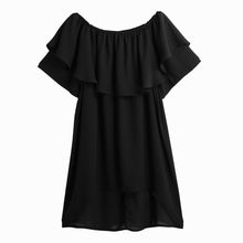 T-shirt Women Off-Shoulder Chiffon T-shit Slash Neck Tee Shirt Ruffle Dip Hem Casual Tops Women Blusas Black TIML66 TIML66