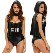 Women Halloween Lingerie Costume Galactic Space Leader Costume Sexy Tube-Top Romper Hooded Cape Black Pirate Corsets TIML66 TIML66