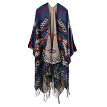 women knitted cape poncho open front geometric striped tassel fanon fringe duplex cashmere shawls and scarves pashmina TIML66