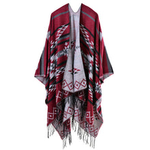 women knitted cape poncho open front geometric striped tassel fanon fringe duplex cashmere shawls and scarves pashmina TIML66