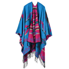 women knitted cape poncho open front geometric striped tassel fanon fringe duplex cashmere shawls and scarves pashmina TIML66