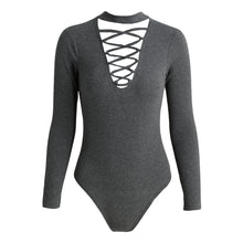 Women Zip Back Bodysuits Long Sleeve Knitted Stripe Bandage Romper Hollow Out Sexy Playsuit Bodycon Jumpsuits  TIML66 TIML66