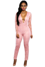 Sexy Black Lace Mesh Rompers Womens Jumpsuit Pink Deep V neck Backless Bodycon Bodysuit Overalls Women Club Clothing TIML66 TIML66