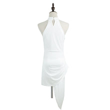 sexy halter neck women dress ruched asymmetrical hem mini party dress clubwear solidcolor bodycon dress white TIML66