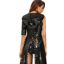 Sexy Ladies Halloween Costumes 2PC Cosplay Dress Black Gothic Punk Wetlook Sweet Pea Hooded Coat Gown Dress Women Clothing TIML66 TIML66