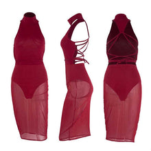 Sexy Red Mesh Dress Bandage Dresses Sexy Club Dress Backless Bodycon Night Club Wear Party Dress TIML66