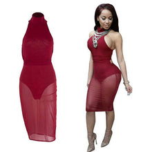 Sexy Red Mesh Dress Bandage Dresses Sexy Club Dress Backless Bodycon Night Club Wear Party Dress TIML66