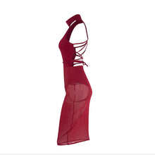 Sexy Red Mesh Dress Bandage Dresses Sexy Club Dress Backless Bodycon Night Club Wear Party Dress TIML66