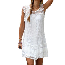 Sexy Dress Women Casual Sleeveless Beach Dress Tassel Solid White Party Mini Lace Dress Vestidos Plus Size TIML66 TIML66