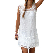 sexy dress women casual sleeveless beach dress tassel solid white party mini lace dress vestidos plus size TIML66