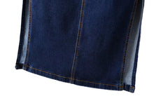 sexy women midi denim skirt split package hip pockets zipper button casual pencil bodycon skirts womens saias blue TIML66