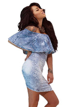 Simple Apparel Ruffles Backless Women Dress Off The Shoulder Sexy Denim Mini Dresses Vestidos Beach Dress TIML66 TIML66