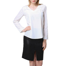 Simple Women Blouses V Neck Long Sleeves Shirt Ruched Back Asymmetric Hem Women Tops Blusas TIML66 TIML66