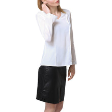 Simple Women Blouses V Neck Long Sleeves Shirt Ruched Back Asymmetric Hem Women Tops Blusas TIML66 TIML66