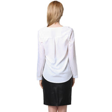 Simple Women Blouses V Neck Long Sleeves Shirt Ruched Back Asymmetric Hem Women Tops Blusas TIML66 TIML66