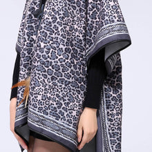 spain euro style women poncho leopard print scarf tie front warm cardigan cape shawl long scarves pashmina TIML66
