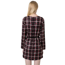 Women Mini Vintage Dress Plaid Check Tartan Print Zipper O Neck Long Sleeve Style Office Dress Vestidos TIML66 TIML66