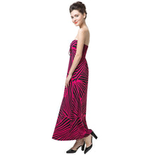 Style Striped Print Elegant Dress Off the Shoulder Padding String Sexy Party Dress Women Long Maxi Dress Vestidos XL TIML66 TIML66