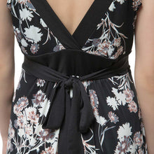 sumemr women boho dress floral print tie waist deep v neck beach dress sleeveless party dresses black TIML66