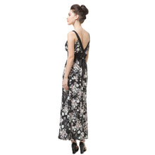 sumemr women boho dress floral print tie waist deep v neck beach dress sleeveless party dresses black TIML66
