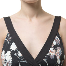 sumemr women boho dress floral print tie waist deep v neck beach dress sleeveless party dresses black TIML66