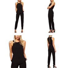 Elegant Women's Rompers Jumpsuit Casual Solid Bodysuit Sleeveless Crew Neck Long Playsuits Plus Size TIML66