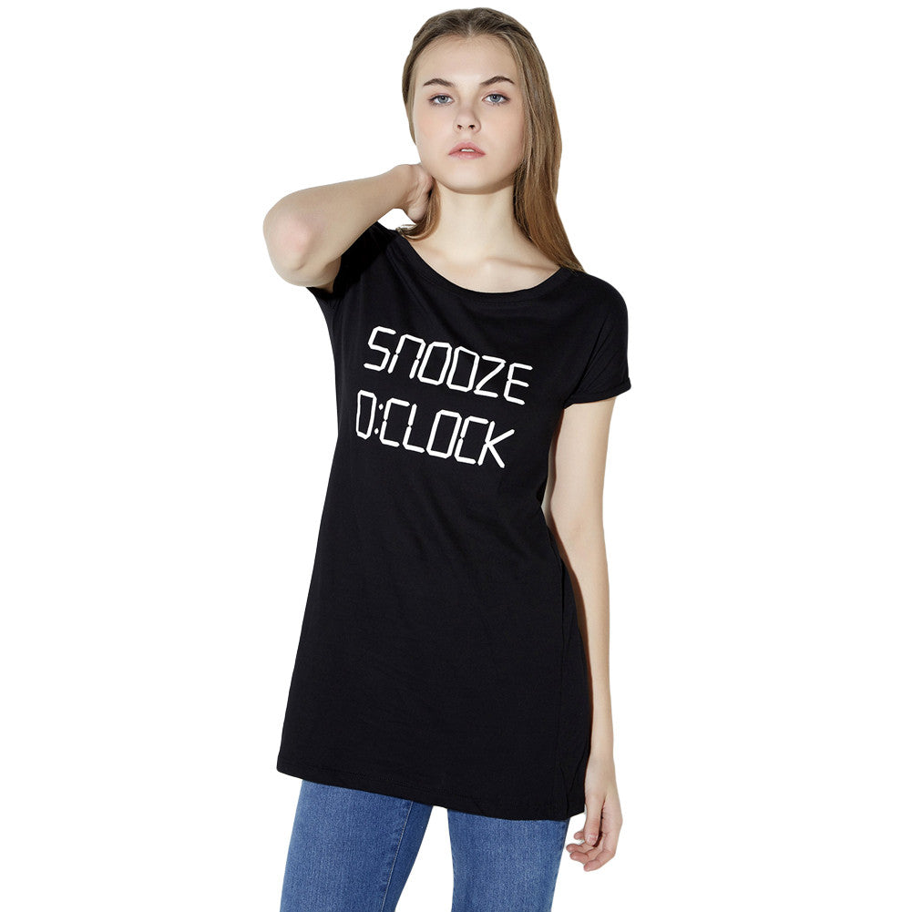 Long Women T-Shirt Letter Print Short Sleeve Casual Loose Tops Women Tee Shirt Blusas Plus Size Black TIML66 TIML66