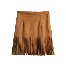 vintage skirts womens sexy rivet suede leather skirt tassel zipper elegant a line mini skirt faldas mujer TIML66