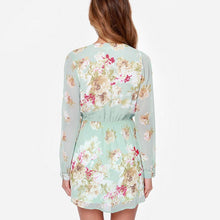 Floral Print Chiffon Mini Dress Sexy Off shoulder Boho Beach Dresses Long Sleeve Party Short Dress Cold Shoulder TIML66