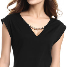 women dress sexy sleeveless casual mini dress v neck chain black dress vestidos TIML66