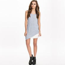 sexy women tank top cross back o neck asymmetric hem backless loose casual vest camisole top blue grey TIML66