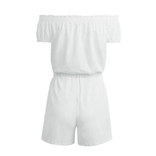 women jumpsuit off shoulder short sleeve drawstring waist overalls for women solid casual beach playsuit romper TIML66