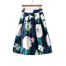 Retro Women Vintage Skirt Peony Floral Print A-Line Pleated Skirt Women Elastic High Waist Side Zipper Midi Skirt TIML66 TIML66