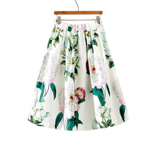Retro Women Vintage Skirt Peony Floral Print A-Line Pleated Skirt Women Elastic High Waist Side Zipper Midi Skirt TIML66 TIML66