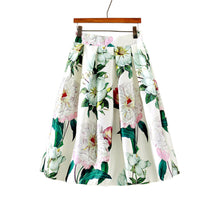 Retro Women Vintage Skirt Peony Floral Print A-Line Pleated Skirt Women Elastic High Waist Side Zipper Midi Skirt TIML66 TIML66