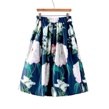 Retro Women Vintage Skirt Peony Floral Print A-Line Pleated Skirt Women Elastic High Waist Side Zipper Midi Skirt TIML66 TIML66