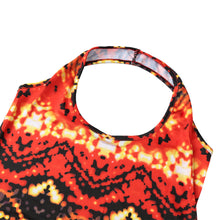 Sexy Women Boho Dress Vintage Print Backless Halter Bodycon Dress Sleeveless Maxi Long Dress Party Clubwear Orange TIML66 TIML66