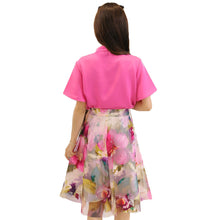 Skirts Women T-shirt Two-piece Stand Collar Hollow Out Chiffon Tops Mesh Floral Print Zipper Skirt Rose TIML66 TIML66