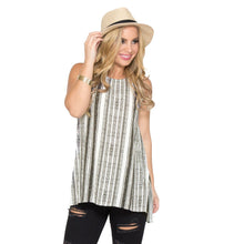tank top women sleeveless striped linen casual tee shirt vest women tops asymmetrical hem tank top grey TIML66