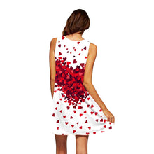 Women Casual Dress Love Heart Print Round Neck Elegant Ofiice Dress Sleeveless Robe Party Dresses Vestidos Beachwear TIML66 TIML66