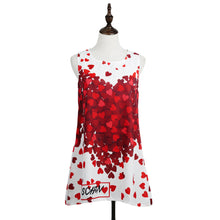Women Casual Dress Love Heart Print Round Neck Elegant Ofiice Dress Sleeveless Robe Party Dresses Vestidos Beachwear TIML66 TIML66
