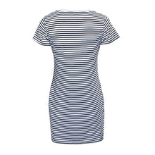 women dress striped short sleeve mini party dress white o neck casual loose dress beachwear vestidos TIML66