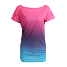 Women Ruffled O-Neck Short Sleeve T shirt Rainbow Gradual Change Tops Casual Vestido Blusas Femininas Baratas TIML66 TIML66