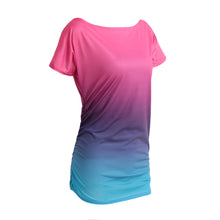 Women Ruffled O-Neck Short Sleeve T shirt Rainbow Gradual Change Tops Casual Vestido Blusas Femininas Baratas TIML66 TIML66
