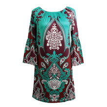 Vintage Women Boho Dress Off Shoulder Floral Print Flare Sleeve Loose Mini Dress Casual Beach Dress Vestisos Green TIML66 TIML66