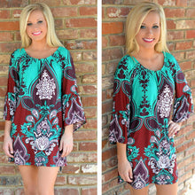 Vintage Women Boho Dress Off Shoulder Floral Print Flare Sleeve Loose Mini Dress Casual Beach Dress Vestisos Green TIML66 TIML66
