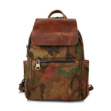 Vintage Women Camouflage Printing Canvas Backpack Leather Retro Small Shoulder Chest Bag Camo Travel Bag Mochila Feminina TIML66 TIML66