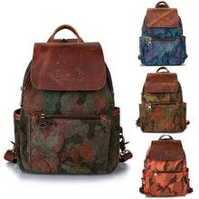 Vintage Women Camouflage Printing Canvas Backpack Leather Retro Small Shoulder Chest Bag Camo Travel Bag Mochila Feminina TIML66 TIML66