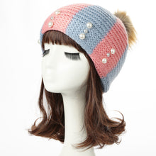 Colorful Snow Caps Striped Knitted Beanie Hat With Pom Pom Bead Hip Hop Skullies Cap TIML66 TIML66
